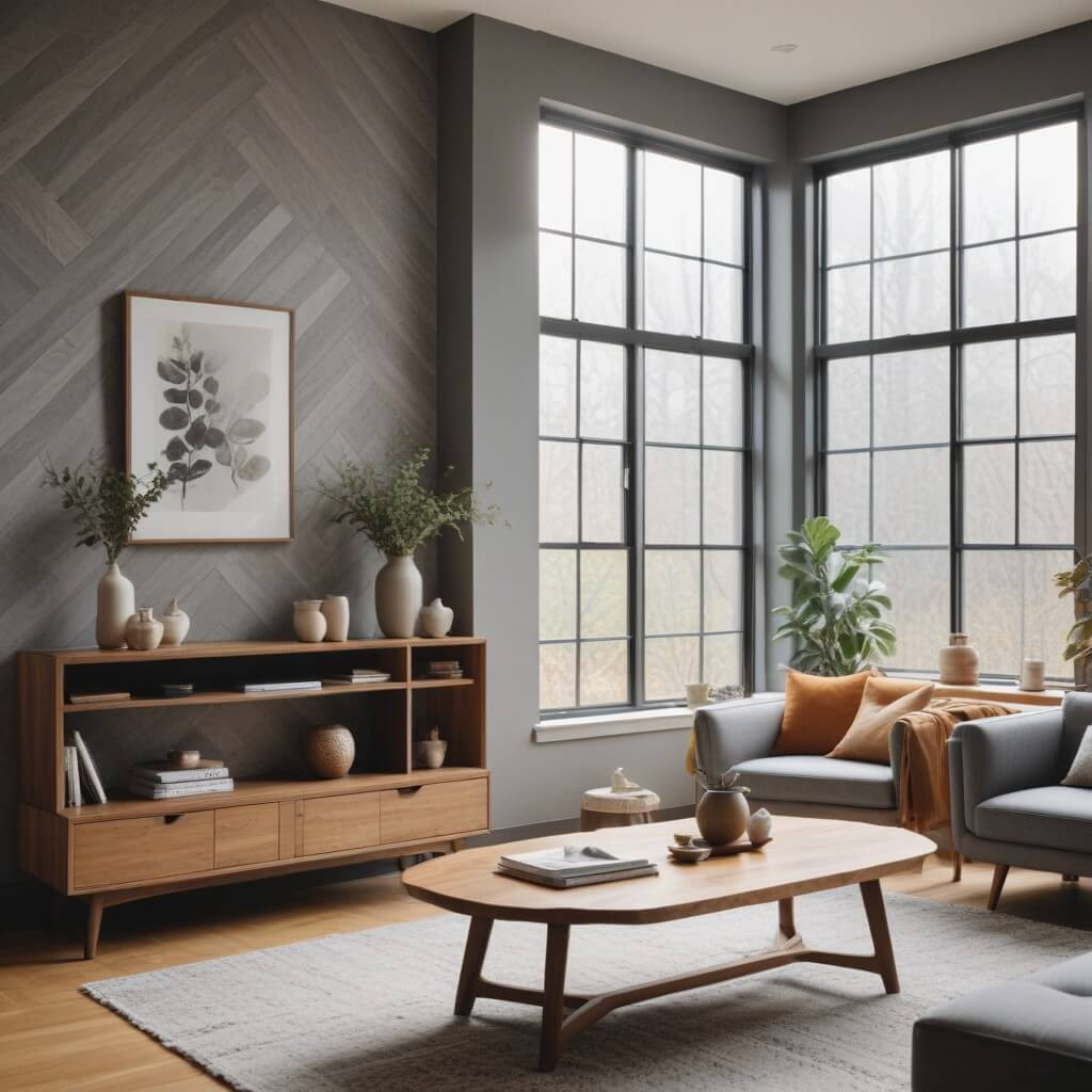 Wood-Look vinyl falburkolat nappaliban