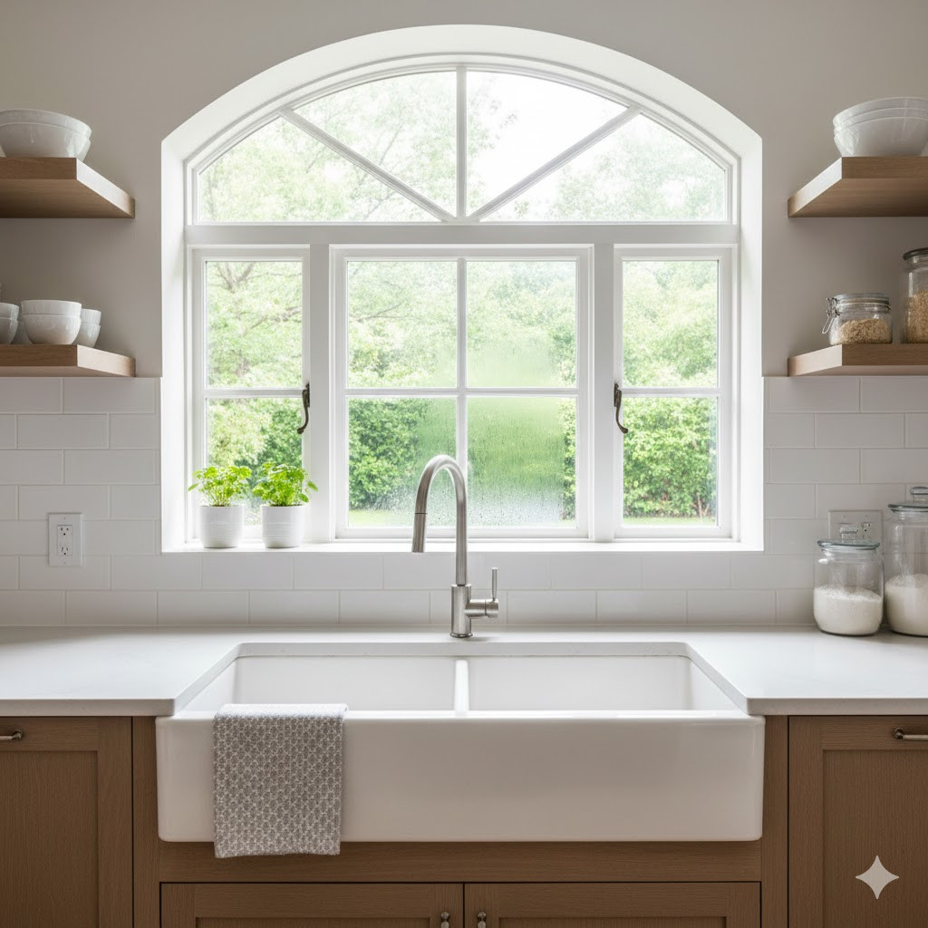 Mosogató az ablak alatt