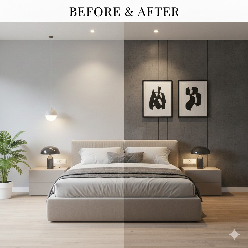 Hálószoba falpanel tervezés AI programmal