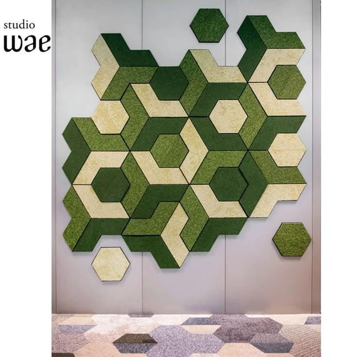 Természetes zöld és föld színekből álló akusztikus falpanel dekoráció