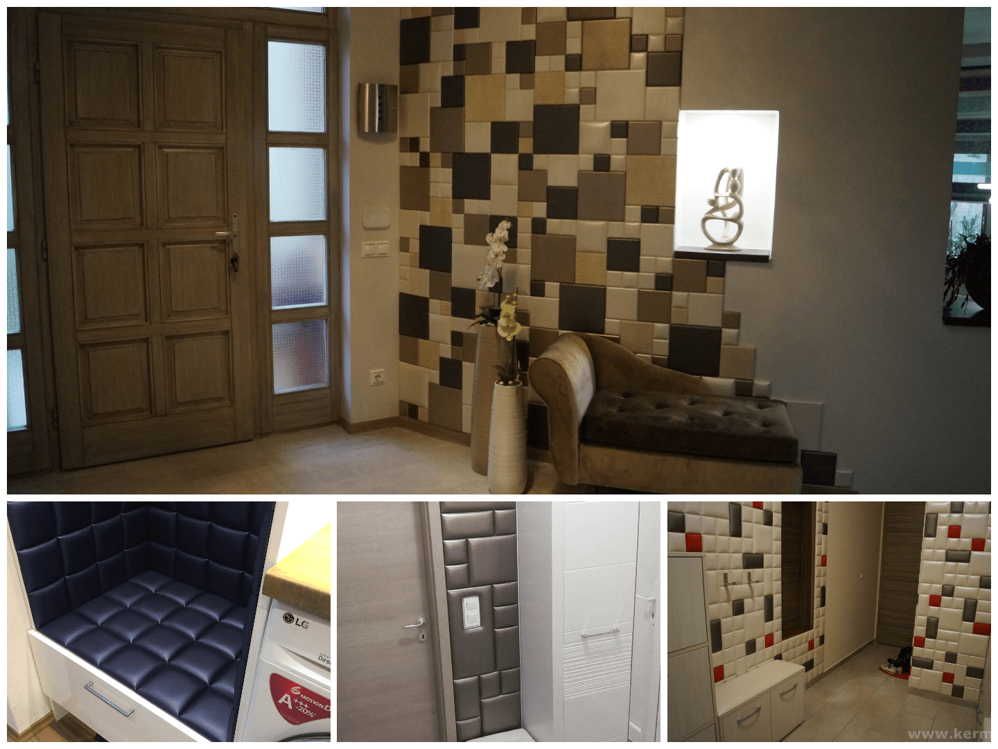 Kerma falpanelekből kialakított előszobafalak
