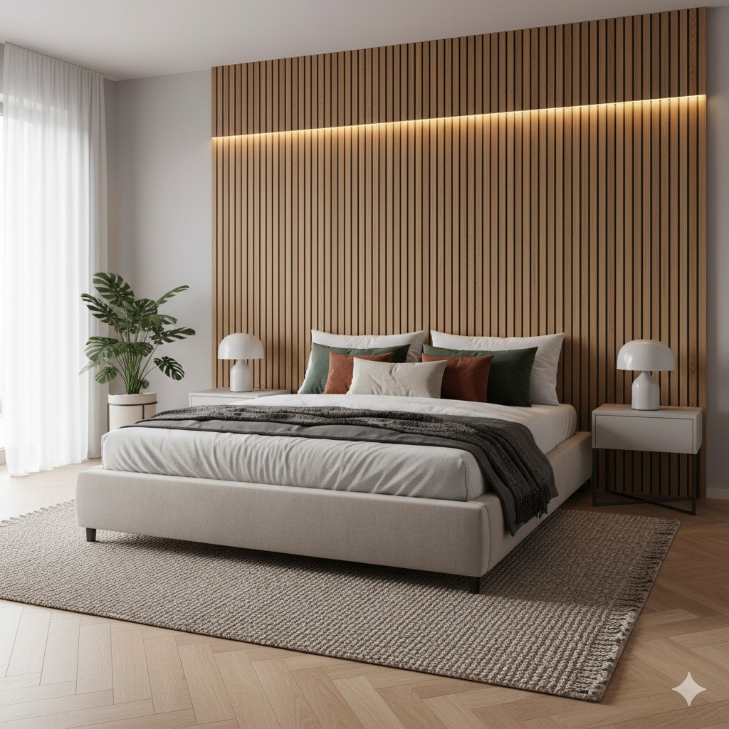 Lamella falpanelek hálószobában