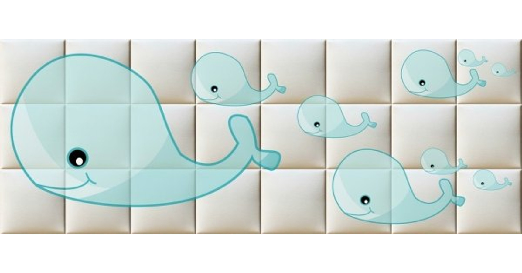 Kék bálna rajz illusztráció gyerekszoba nyomtatott műbőr babafalvédő ...