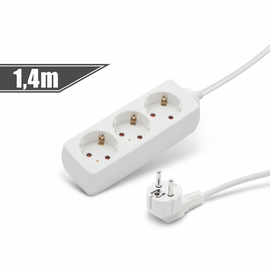 Hálózati elosztó Hosszabbító 1.4m 3-as 10/16A 250V (3 x 1) Fehér