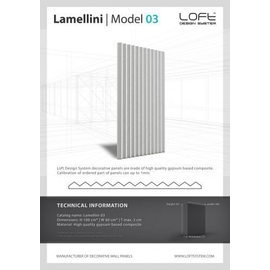Loft Lamellini 03 bordázott lamellás gipsz falpanel
