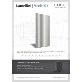 Loft Lamellini 01 bordázott lamellás gipsz falpanel