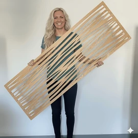 Fali dekorpanel, hullám minta, 50x150 cm, 3 mm HDF - fekete