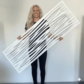 Fali dekorpanel, hullám minta, 50x150 cm, 3 mm HDF - fekete