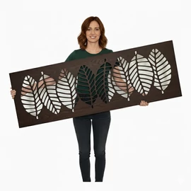 Fali dekorpanel, levél minta, 50x150 cm, 3 mm HDF - Antracit