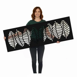 Fali dekorpanel, levél minta, 50x150 cm, 3 mm HDF - Antracit