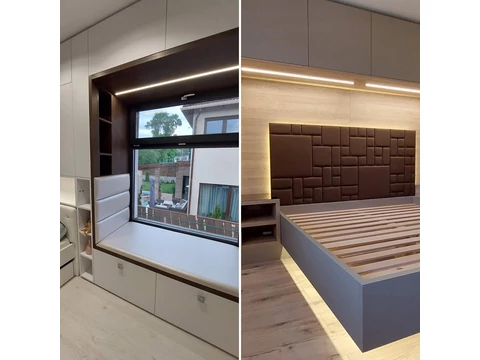 Kerma falpanelekből készült ágyvég dekoráció a Modifa Kft. szakértelmével  