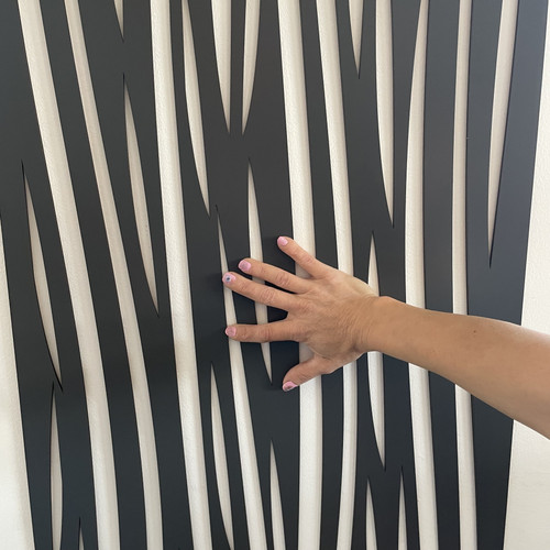 Fali dekorpanel, hullám minta, 50x150 cm, 3 mm HDF - FP2 Antracit falburkolat