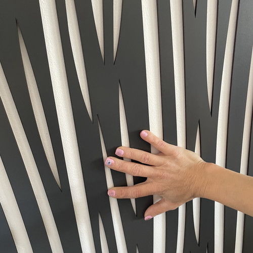 Fali dekorpanel, hullám minta, 50x150 cm, 3 mm HDF - FP2 Antracit falburkolat