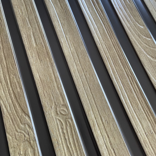 FLEXWALL PVC falpanel Oak Tölgy lamella 97x50 cm, dekorpanel