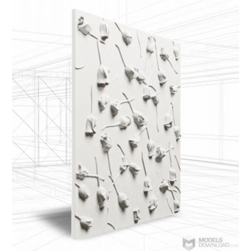 Loft-3D Dekor-15 beltéri festhető gipsz 3d dekor falpanel fehér rózsa virág