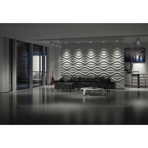 Loft-3D Dekor-17 beltéri festhető gipsz 3d dekor falpanel fehér hullám