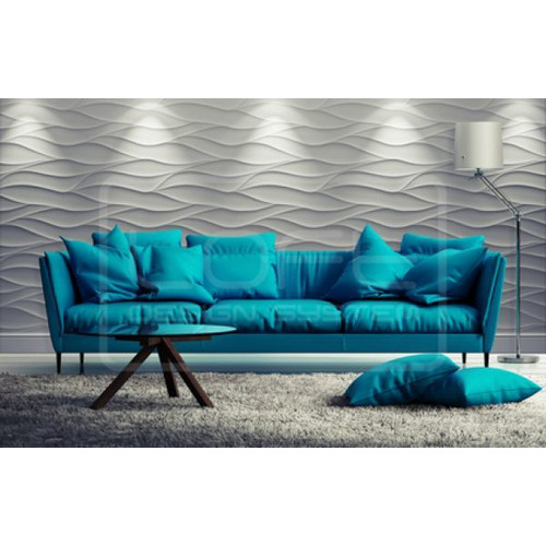 Loft-3D Dekor-21 beltéri festhető gipsz 3d dekor falpanel fehér hullám csík