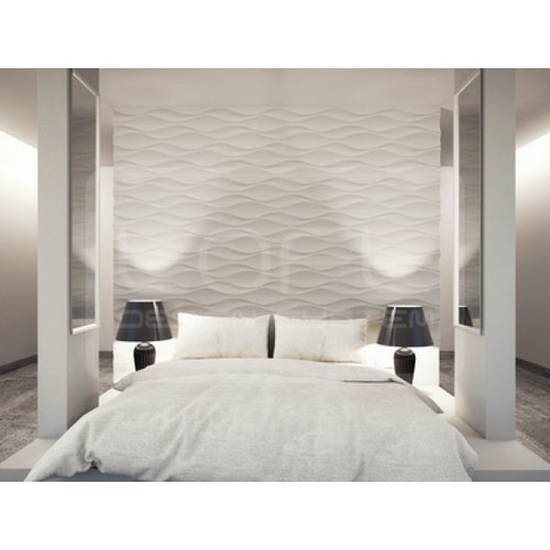 Loft-3D Dekor-24 beltéri festhető gipsz 3d dekor falpanel fehér hullám