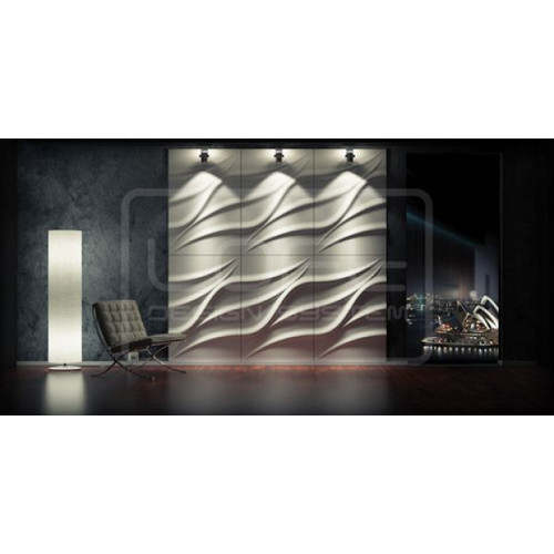 Loft-3D Dekor-25 beltéri festhető gipsz 3d dekor falpanel fehér hullám vonal