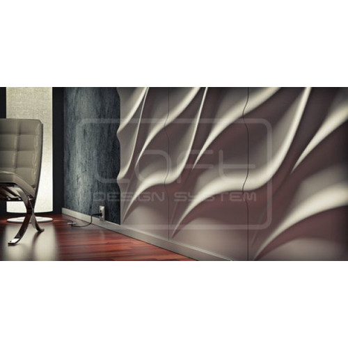 Loft-3D Dekor-25 beltéri festhető gipsz 3d dekor falpanel fehér hullám vonal