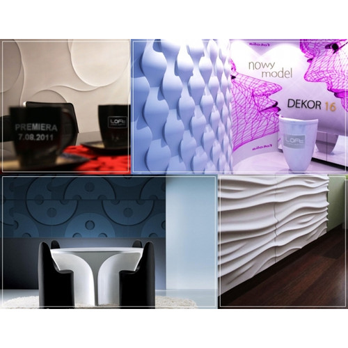 Loft-3D Dekor-28 beltéri festhető gipsz 3d dekor falpanel fehér hullámos