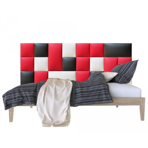 Műbőr falvédő-12 modern dekorpanel faldekoráció (200x75 cm) fehér, piros, fekete falpanelekből Műbőr falvédő-12 modern dekorpanel faldekoráció (200x75 cm) fehér, piros, fekete falpanelekből
