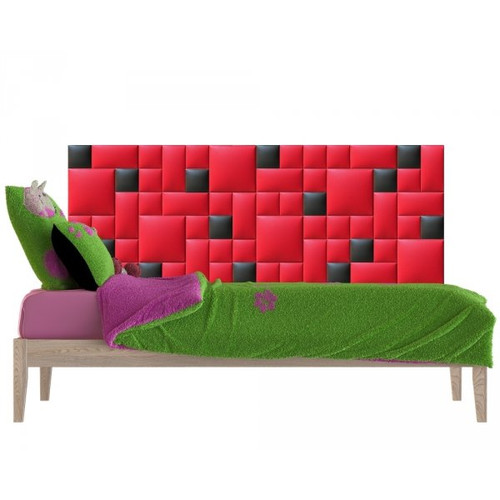 Műbőr falvédő-24 faldekoráció piros, fekete panelekből (200x75 cm) Műbőr falvédő-24 faldekoráció piros, fekete panelekből (200x75 cm)