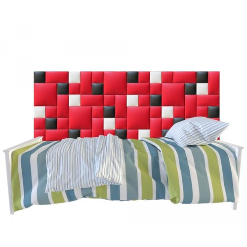 Műbőr falvédő-25 faldekoráció (200x75 cm) piros, fehér, fekete falpanelekből
