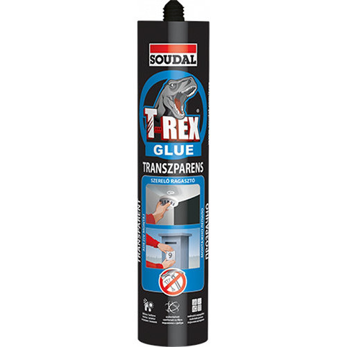 Soudal T-REX ragasztó transzparens, pvc falpanel, műanyag panelek és nem porózus anyagokhoz