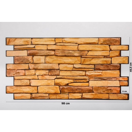 FLEXWALL PVC falburkolat Sandstone Slate palakő 98x49,5 cm, beltéri falipanel