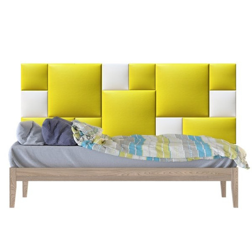 Műbőr falvédő-75 faldekoráció (200x75 cm) sárga és fehér dekor falpanelekből Műbőr falvédő-75 faldekoráció (200x75 cm) sárga és fehér dekor falpanelekből