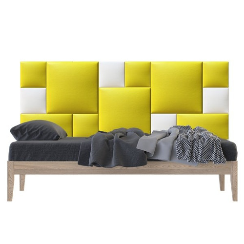 Műbőr falvédő-75 faldekoráció (200x75 cm) sárga és fehér dekor falpanelekből Műbőr falvédő-75 faldekoráció (200x75 cm) sárga és fehér dekor falpanelekből