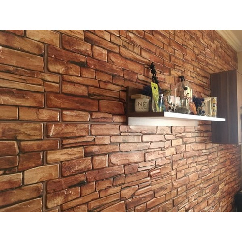 FLEXWALL PVC falpanel Karelian kőmintás barna 98×49,5 cm, beltéri falburkolat