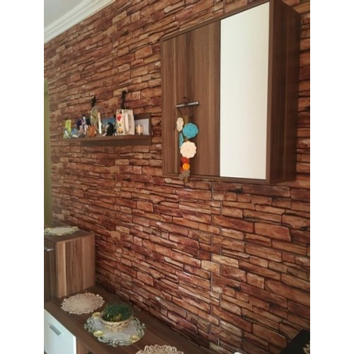 FLEXWALL PVC falpanel Karelian kőmintás barna 98×49,5 cm, beltéri falburkolat