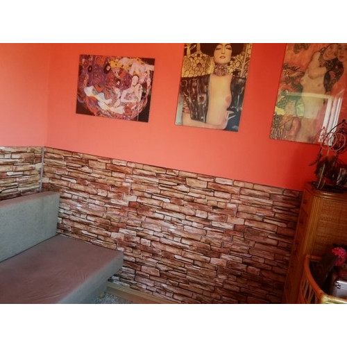 FLEXWALL PVC falpanel Karelian kőmintás barna 98×49,5 cm, beltéri falburkolat