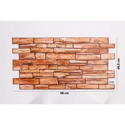 FLEXWALL PVC falpanel Karelian kőmintás barna 98×49,5 cm, beltéri falburkolat