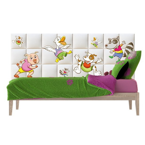 Happy animals vidám állatok design nyomtatott műbőr falvédő (200x75 cm), ágy mögé falburkolat Happy animals vidám állatok design nyomtatott műbőr falvédő (200x75 cm), ágy mögé falburkolat
