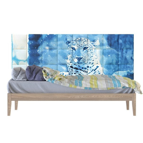 Leopard kék állatos design dekor nyomtatott műbőr falvédő (200x75 cm), ágy mögé falburkolat Leopard kék állatos design dekor nyomtatott műbőr falvédő (200x75 cm), ágy mögé falburkolat
