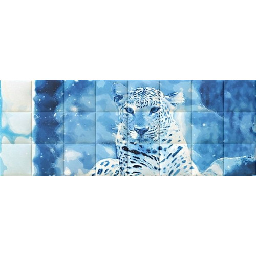 Leopard kék állatos design dekor nyomtatott műbőr falvédő (200x75 cm), ágy mögé falburkolat Leopard kék állatos design dekor nyomtatott műbőr falvédő (200x75 cm), ágy mögé falburkolat
