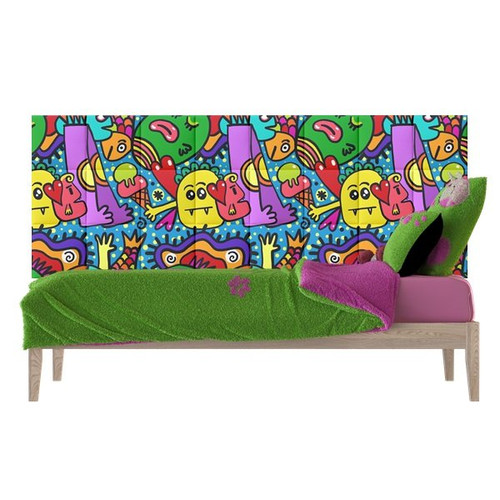 Funny vidám színes nyomtatott műbőr falvédő (200x75 cm)