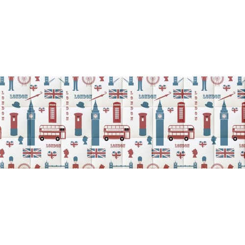 London mintás színes modern nyomtatott műbőr falvédő (200x75 cm)