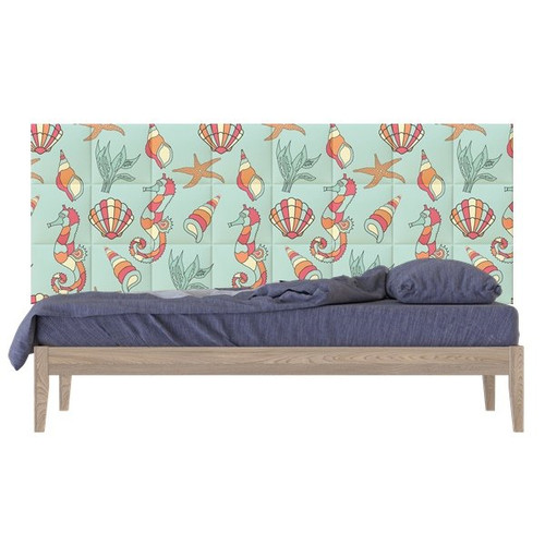 Tenger rajz kagyló csikóhal nyomtatott műbőr falvédő (200x75 cm) Tenger rajz kagyló csikóhal nyomtatott műbőr falvédő (200x75 cm)