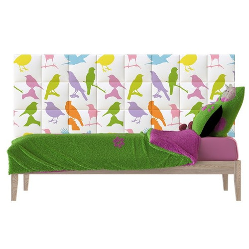 Birds madarak mintás színes nyomtatott műbőr falvédő (200x75 cm)