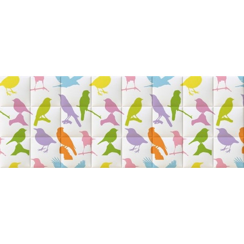 Birds madarak mintás színes nyomtatott műbőr falvédő (200x75 cm)