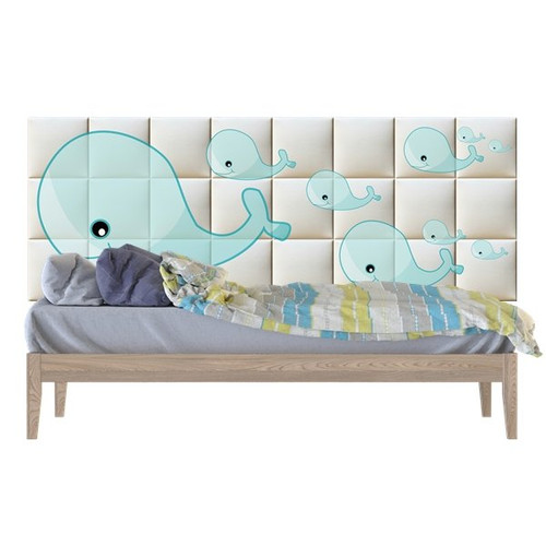 Kék bálna rajz illusztráció gyerekszoba nyomtatott műbőr babafalvédő, ágy mögé (200x75 cm) Kék bálna rajz illusztráció gyerekszoba nyomtatott műbőr babafalvédő, ágy mögé (200x75 cm)