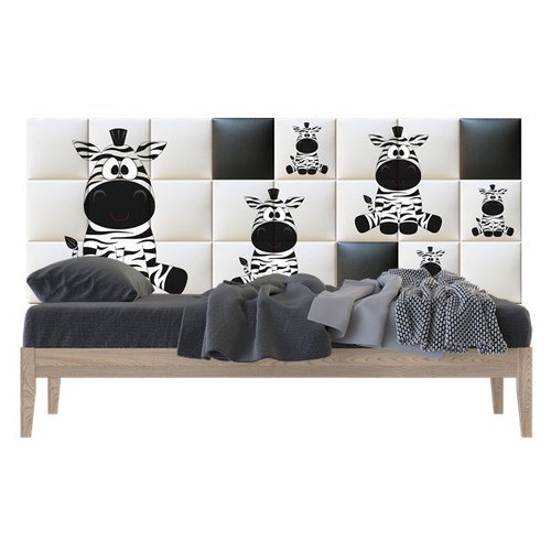 Zebra állatos gyerekszoba vidám nyomtatott 3d műbőr falvédő (200x75 cm)