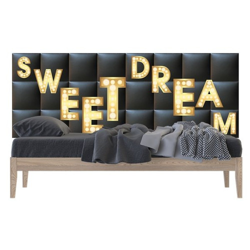 Sweet dream édes álom felirat nyomtatott műbőr falvédő (200x75 cm), ágy mögé falburkolat Sweet dream édes álom felirat nyomtatott műbőr falvédő (200x75 cm), ágy mögé falburkolat