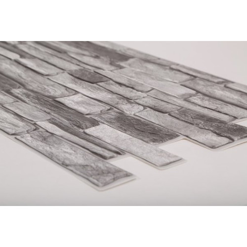 FLEXWALL PVC falpanel Grey Stone szürke kő PVC falpanel 98x49,5 cm, beltéri falburkolat FLEXWALL PVC falpanel Grey Stone szürke kő PVC falpanel 98x49,5 cm, beltéri falburkolat