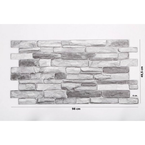 FLEXWALL PVC falpanel Grey Stone szürke kő PVC falpanel 98x49,5 cm, beltéri falburkolat FLEXWALL PVC falpanel Grey Stone szürke kő PVC falpanel 98x49,5 cm, beltéri falburkolat