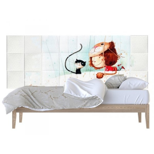 Gabillustrator-3 kislány cica mese nyomtatott műbőr falvédő (200x75 cm)